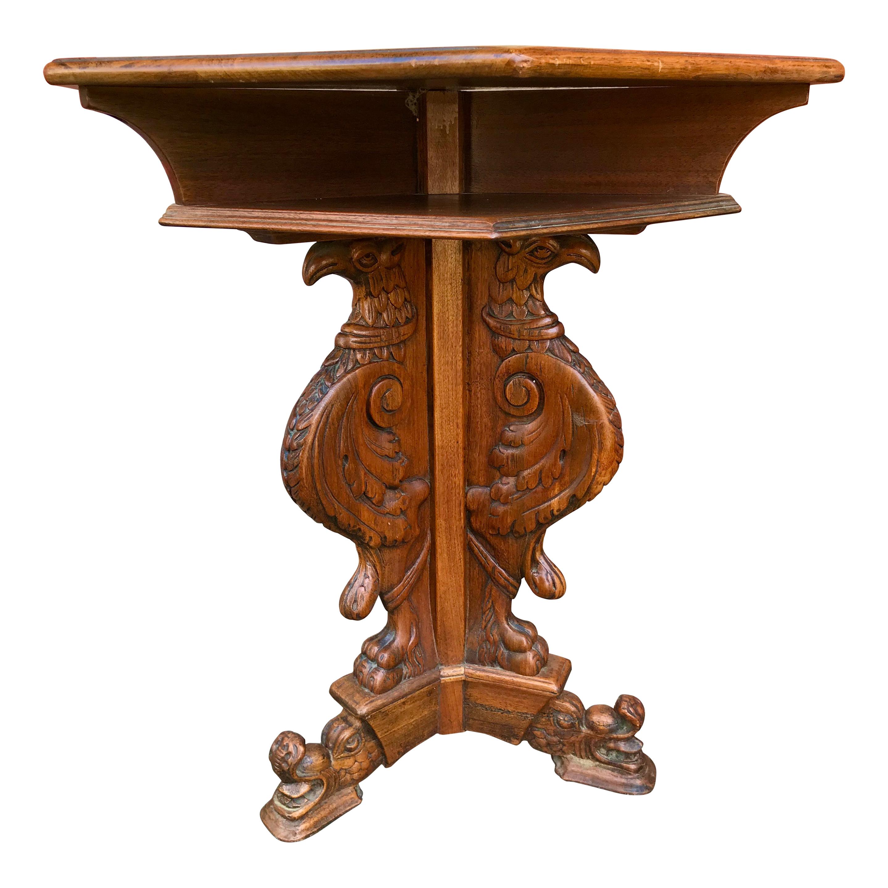 Italian Walnut Baroque Style Eagle Table
