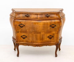 Italian Walnut Bombe Commode