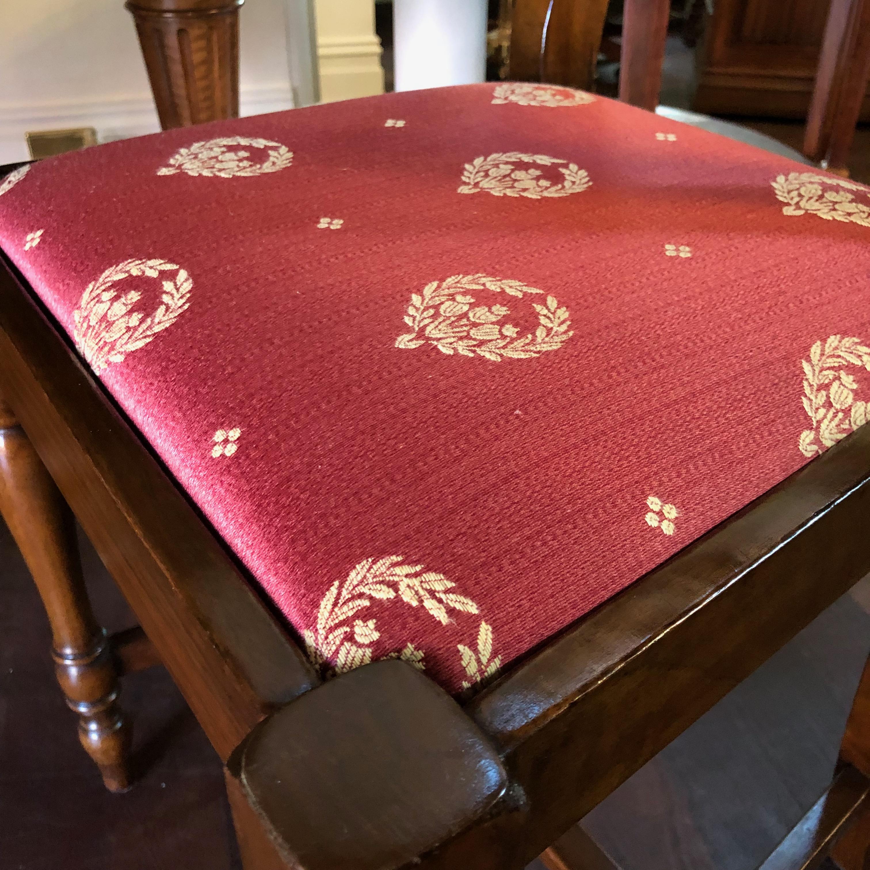 Hand-Carved Italian Walnut Bordeaux Upholstered Occasional / Office Chair For Sale