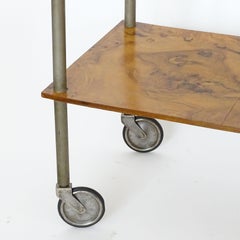 Italian walnut burl veneer Art Deco Rationalist Tea Cart, Italy 1920s