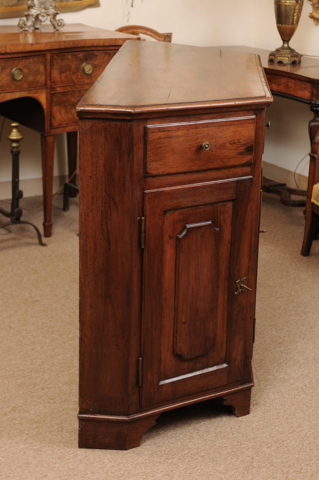 Italian Walnut Canted Crendenza, Early 19th Century 5