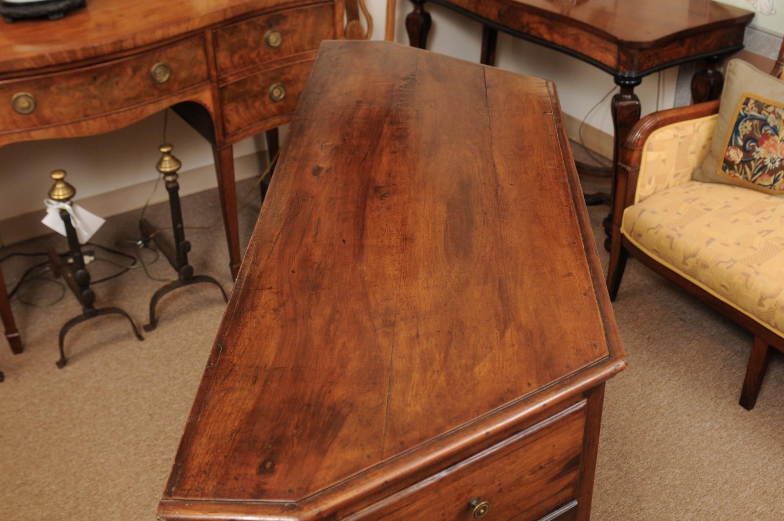 Italian Walnut Canted Crendenza, Early 19th Century 6