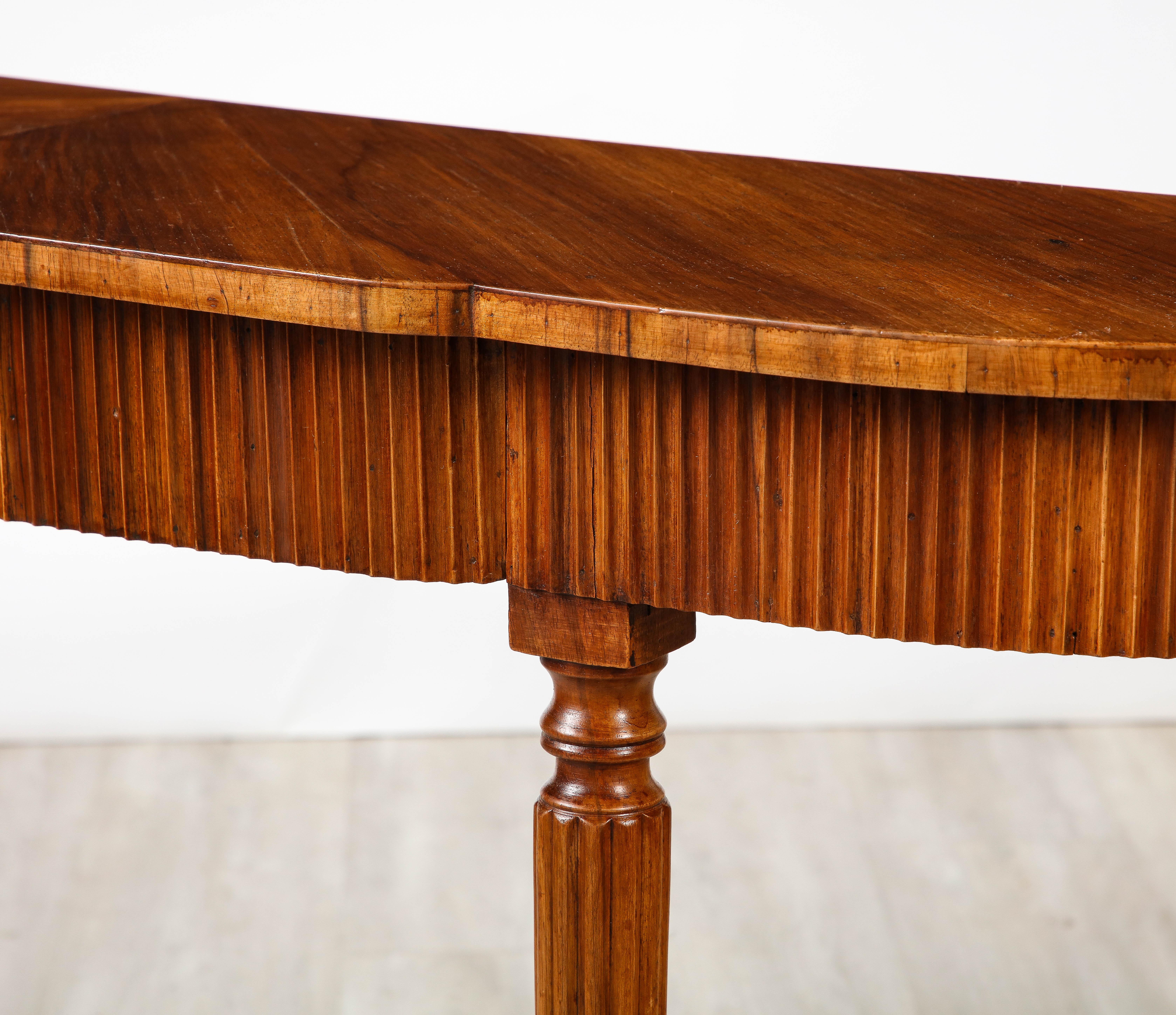 Hand-Carved Italian Walnut Carved Console Table with Two Drawers, Italy circa 1930 For Sale