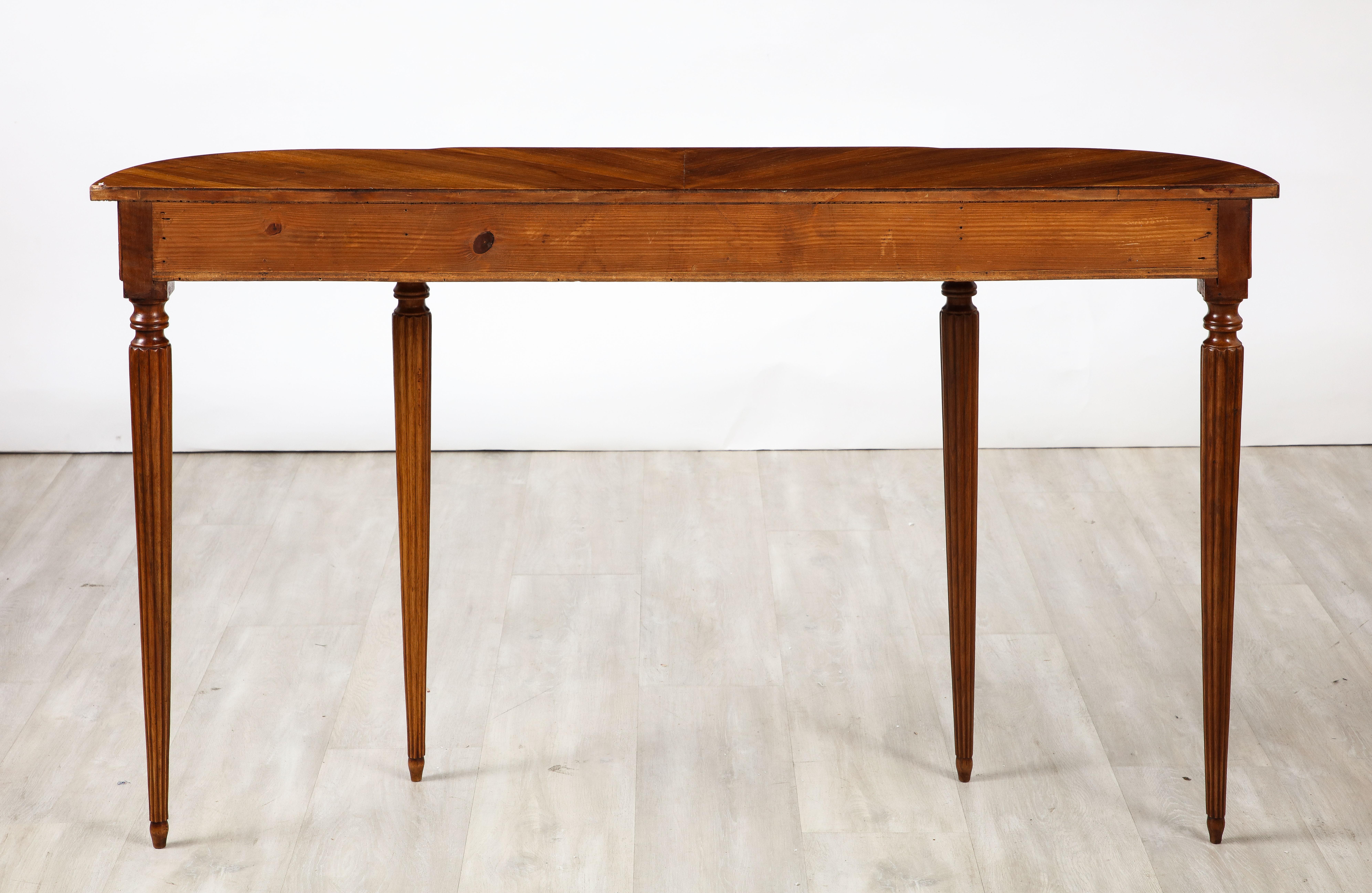 Mid-20th Century Italian Walnut Carved Console Table with Two Drawers, Italy circa 1930 For Sale