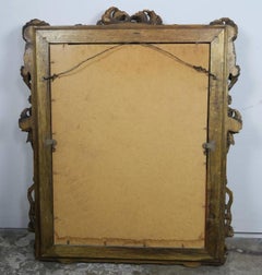 Italian Walnut Carved Wood Mirror with Flowers