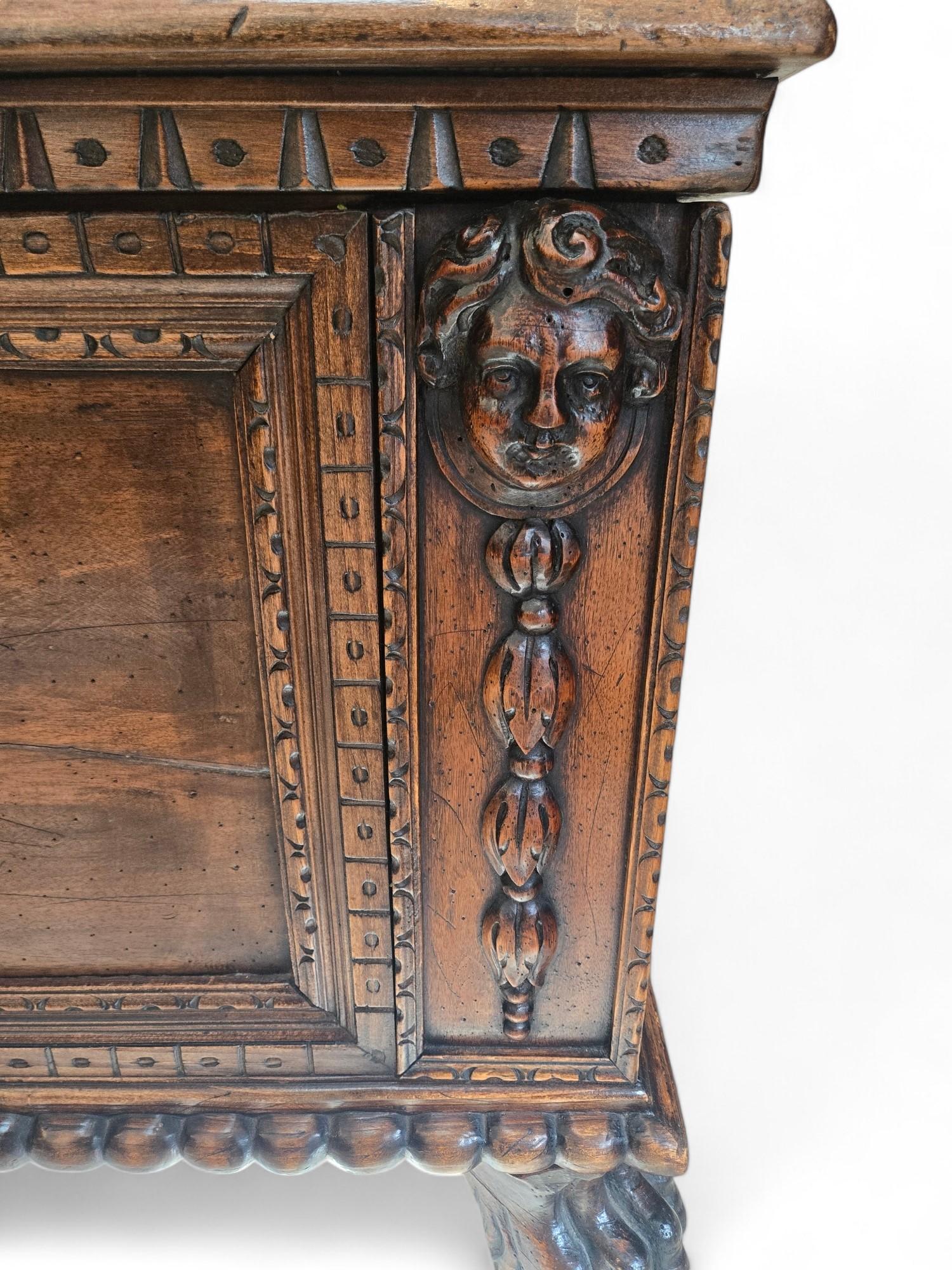 18th Century and Earlier Italian walnut cassone 17th C. For Sale