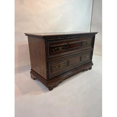 Italian Walnut Chest with Maple & Ebony Inlay in Early 17th Century Style, Two