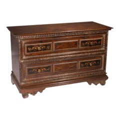 Italian Walnut Chest with Maple & Ebony Inlay in Early 17th Century Style, Two