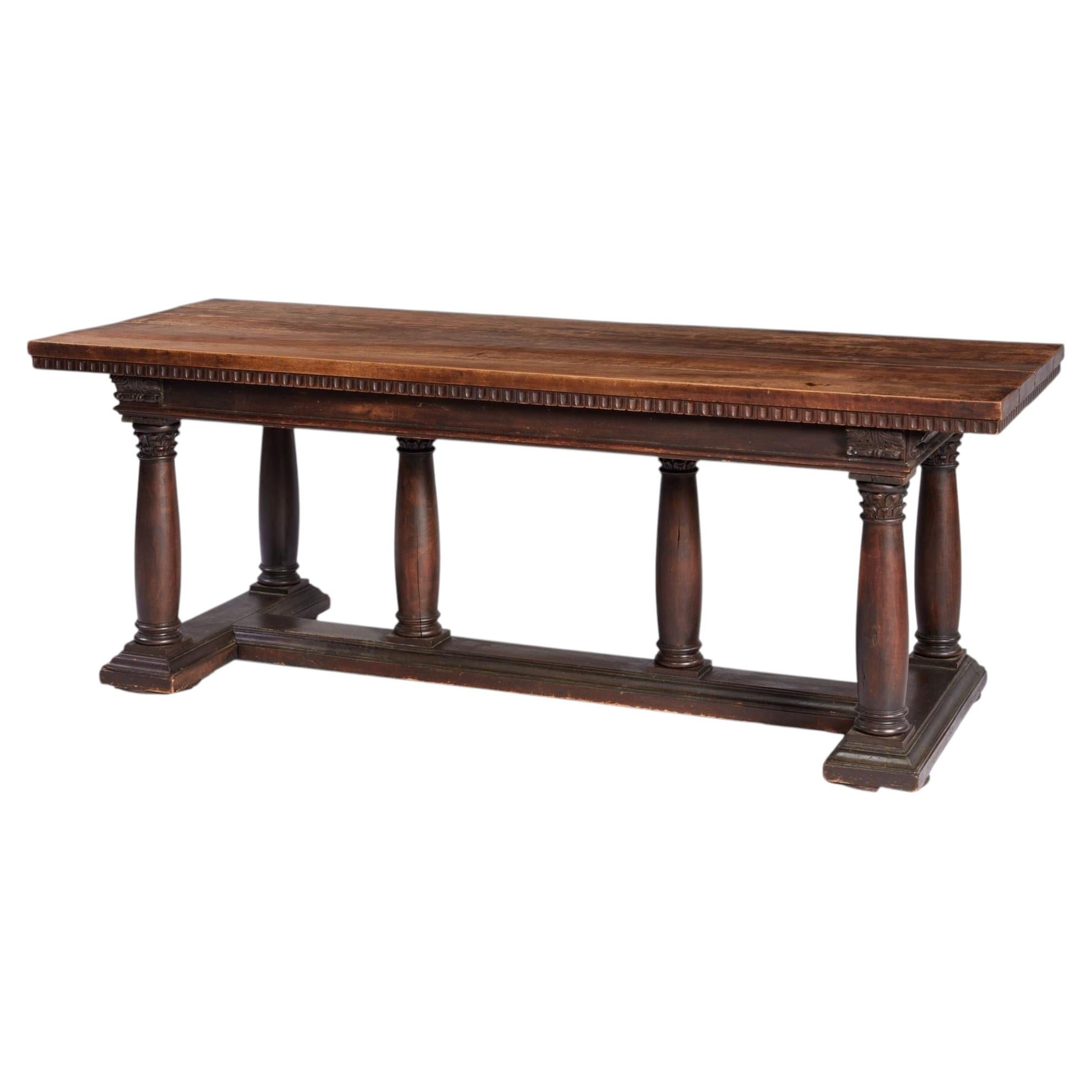 Italian Walnut Colonnaded Console For Sale