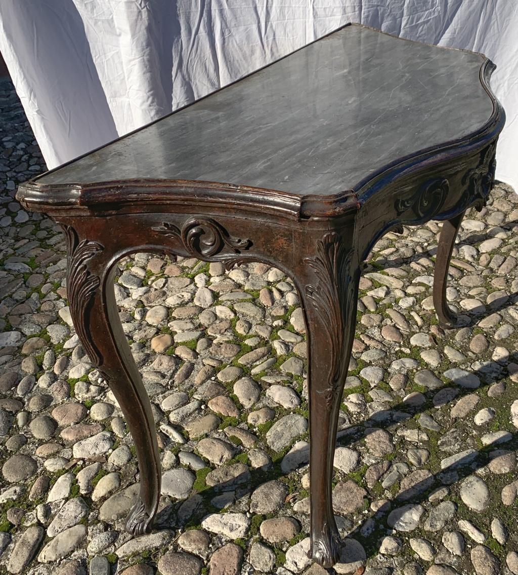 Italian Walnut Console Table, Venice 18th Century Marble Top Venetian For Sale 5