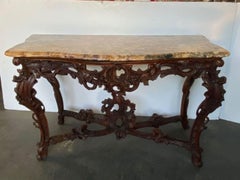 Italian Walnut Console with Marble Top, 18th Century