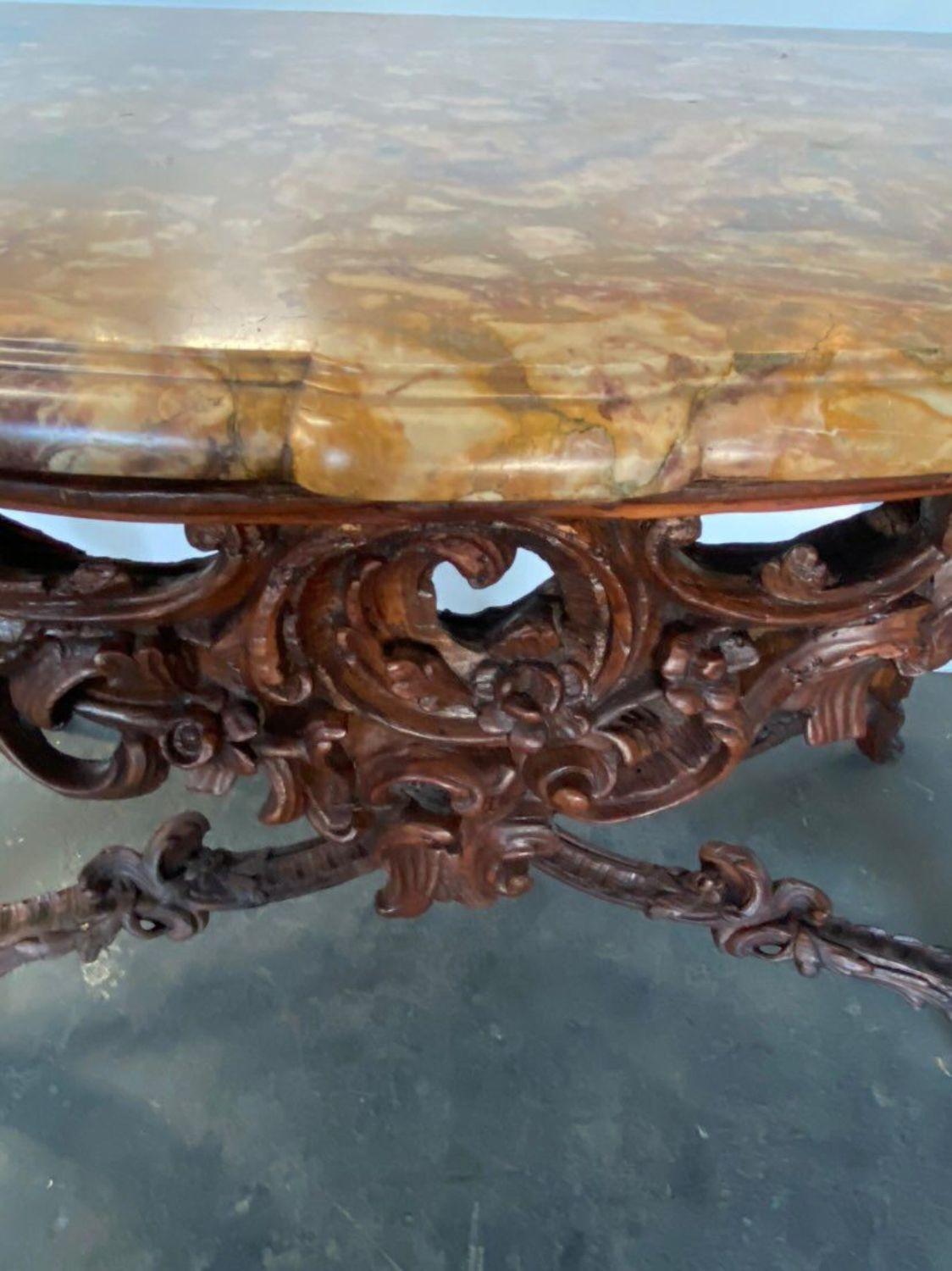 Italian Walnut Console with Marble Top, 18th Century For Sale 2