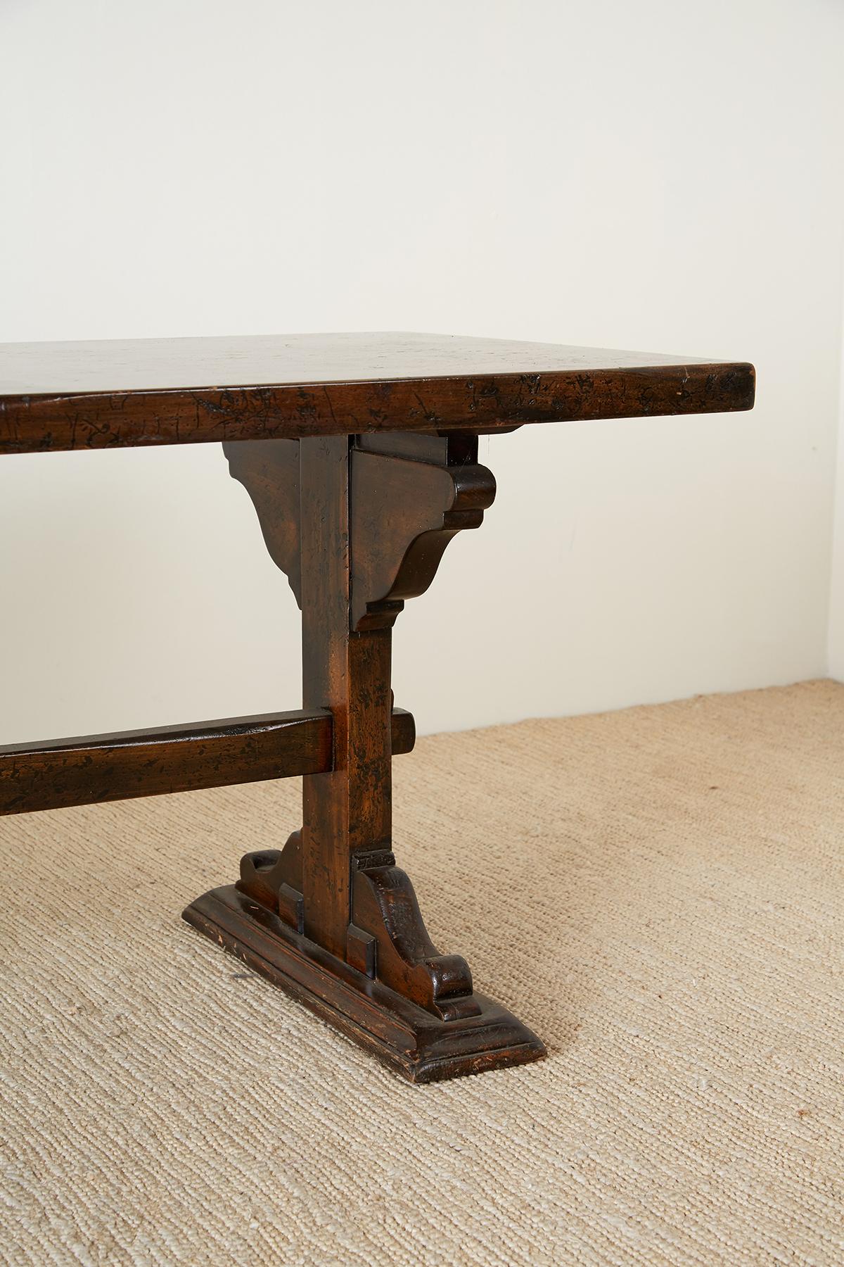 Italian Walnut Country Trestle Farm Dining Table 1