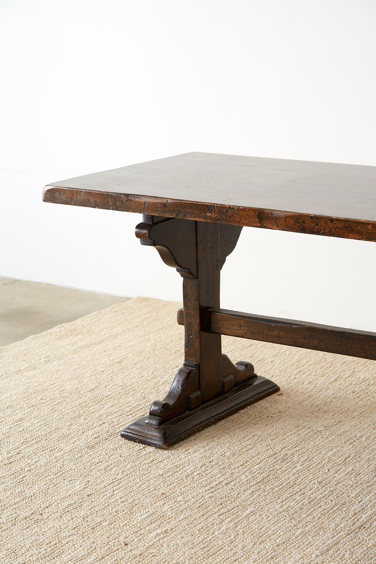 Italian Walnut Country Trestle Farm Dining Table 3