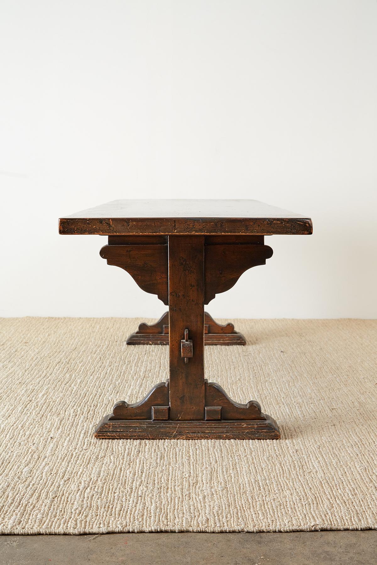 narrow trestle dining table