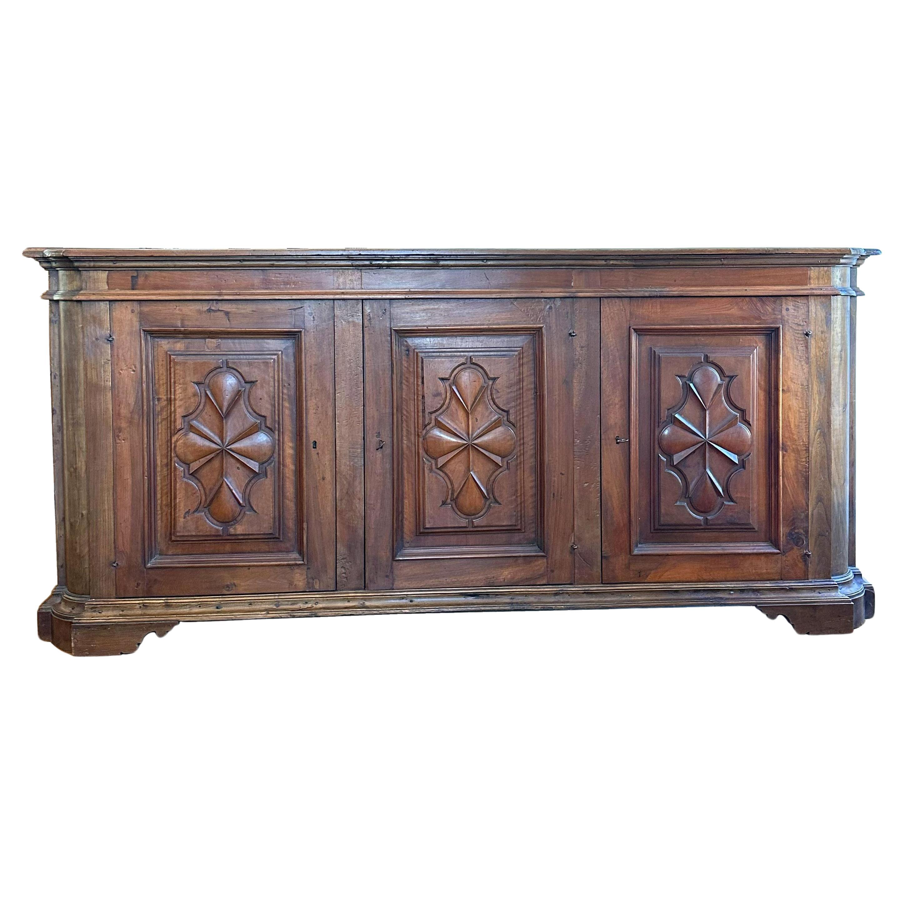 Italian Walnut Credenza - Circa 1800 For Sale