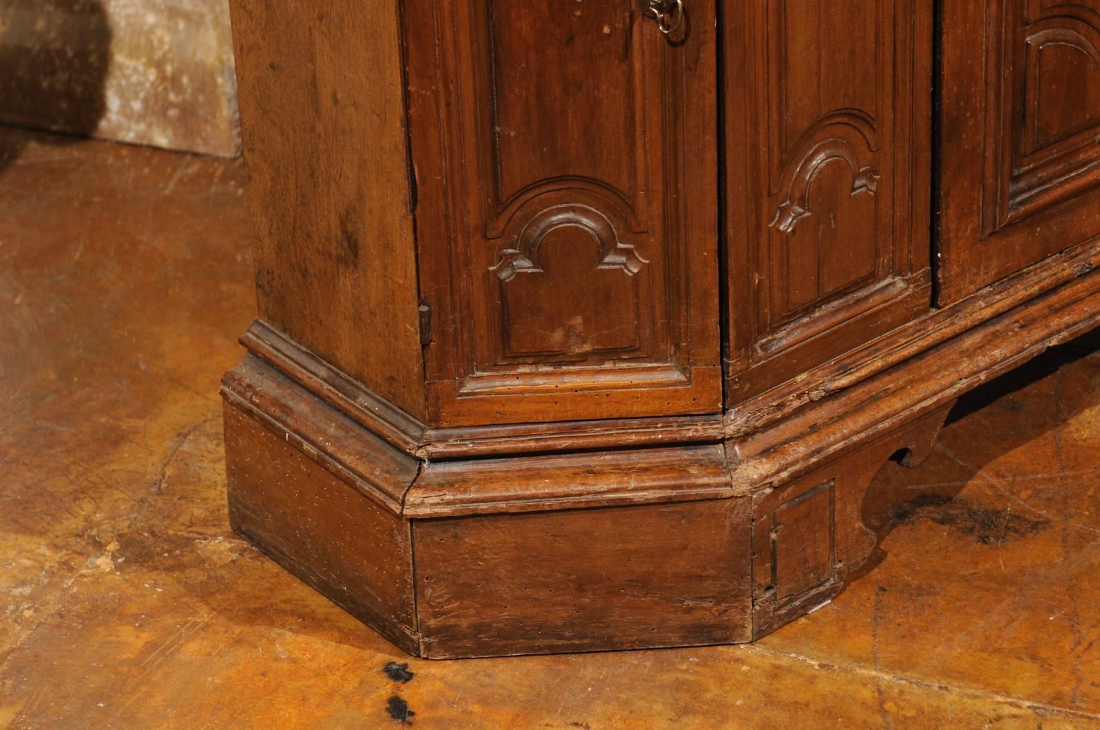 Italian Walnut Credenza from Siena with Canted Corners from the 19th Century 5