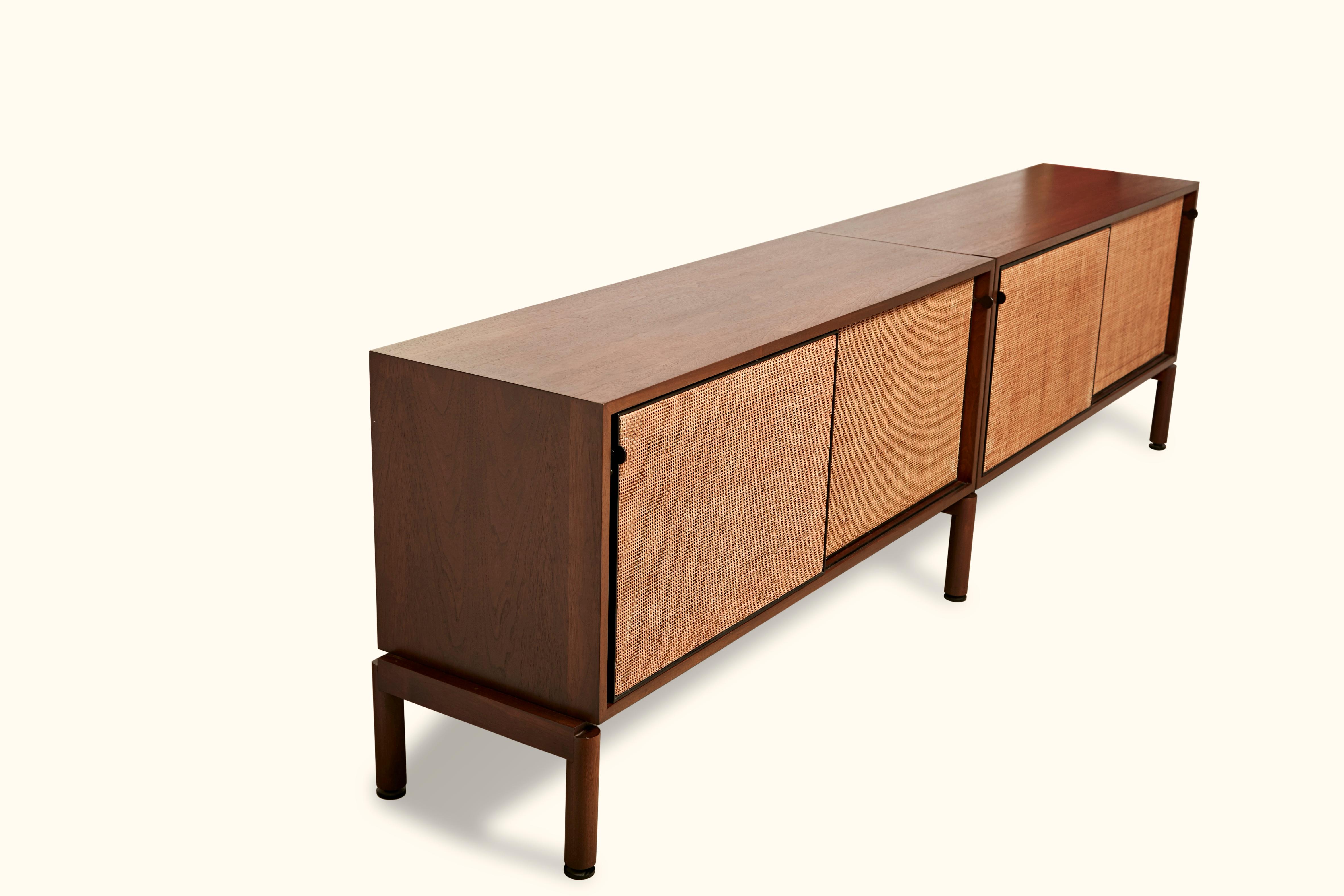 North American Italian Walnut Credenza with Caned Front