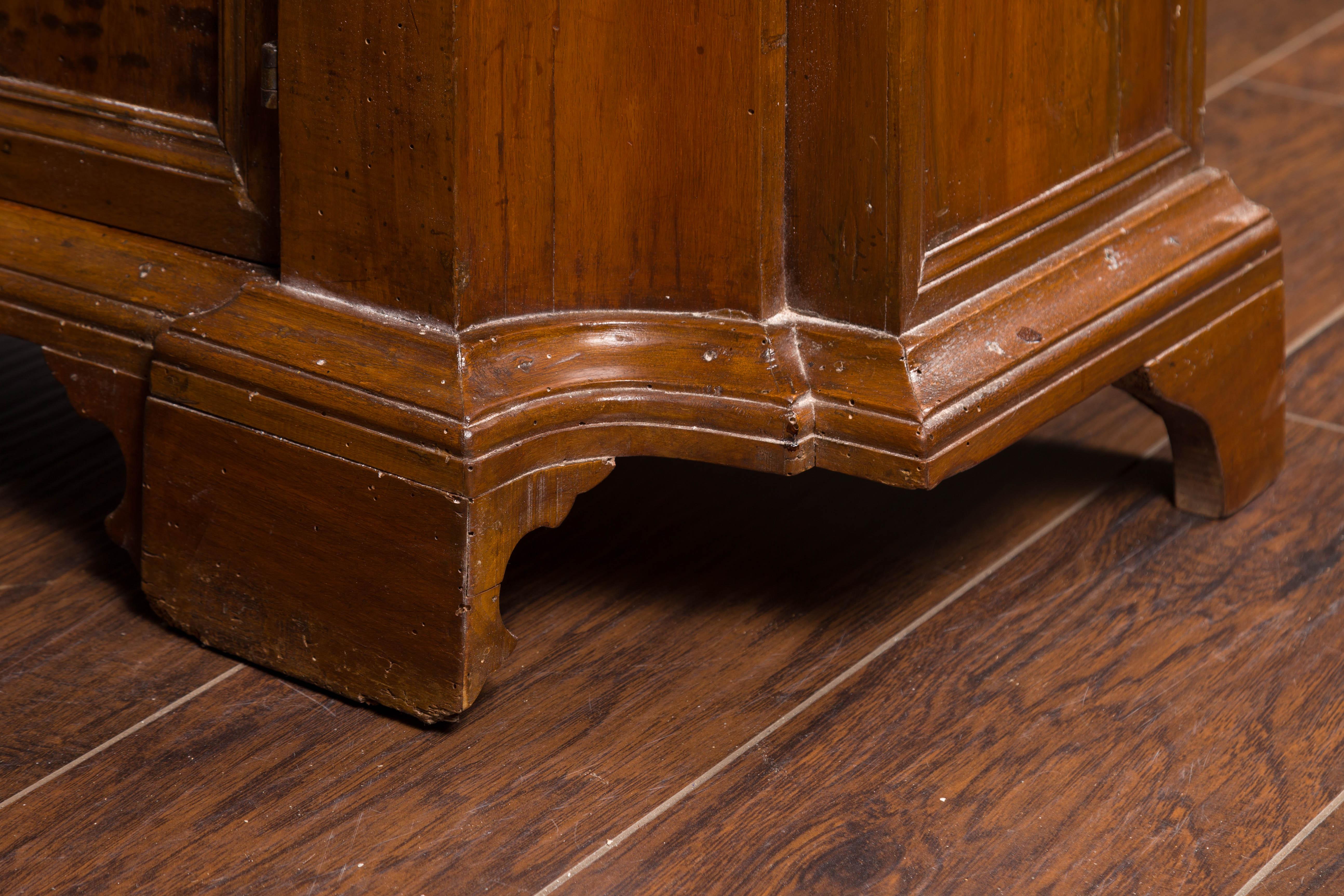 Italian Walnut Credenza with Drawers over Doors and Curving Sides, circa 1860 8
