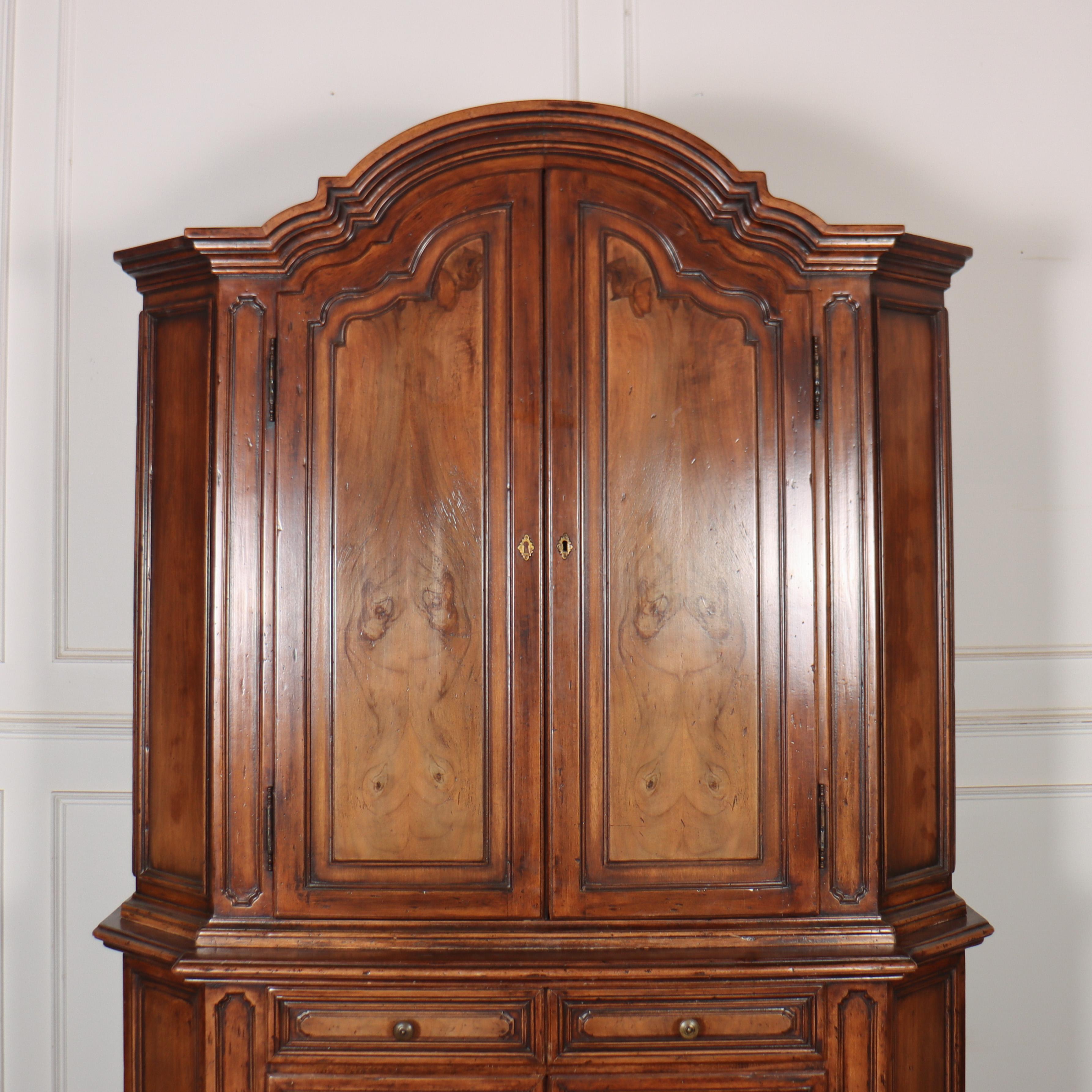 Early 20th C Italian walnut 4 door / 2 drawer cupboard. Fabric interior can be removed if needed. 1920.

Reference: 8142

Dimensions
58.5 inches (149 cms) Wide
21 inches (53 cms) Deep
88.5 inches (225 cms) High