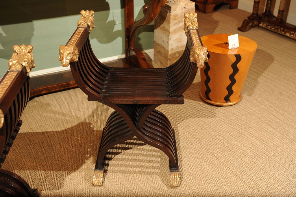Renaissance Italian Walnut Curule Folding Chair