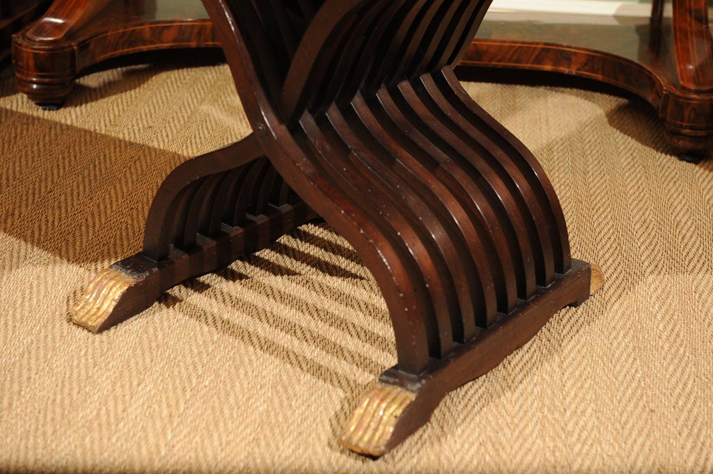 Italian Walnut Curule Folding Chair In Good Condition In Larkspur, CA