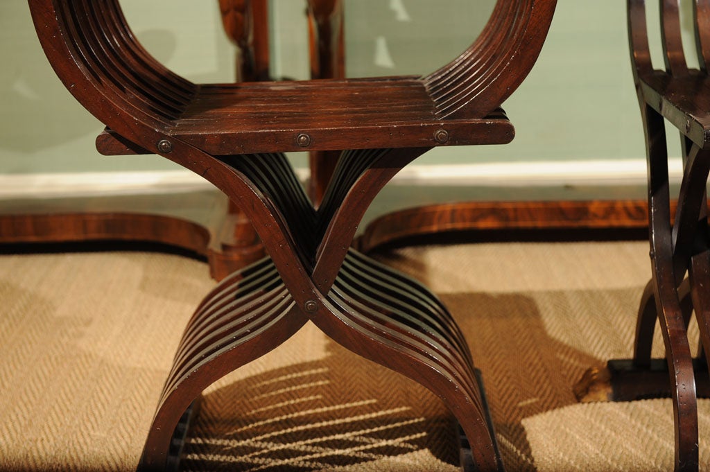 Italian Walnut Curule Folding Chair 1