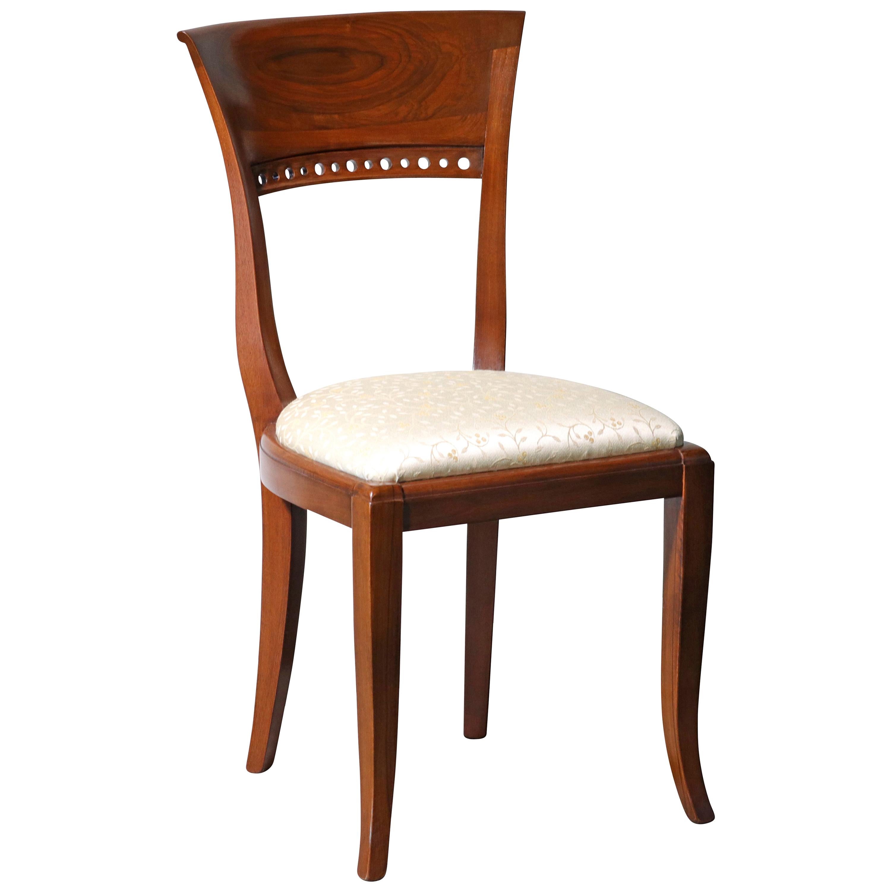 Italian Walnut Deco Occasional Chair with Modern Upholstery, circa 1920 For Sale