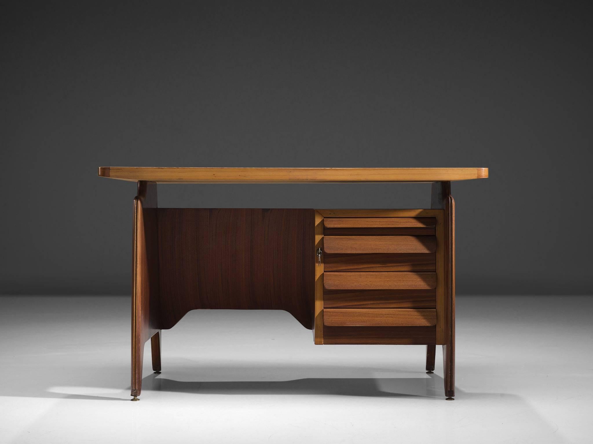 Mid-Century Modern Italian Walnut Writing Desk, ca. 1950