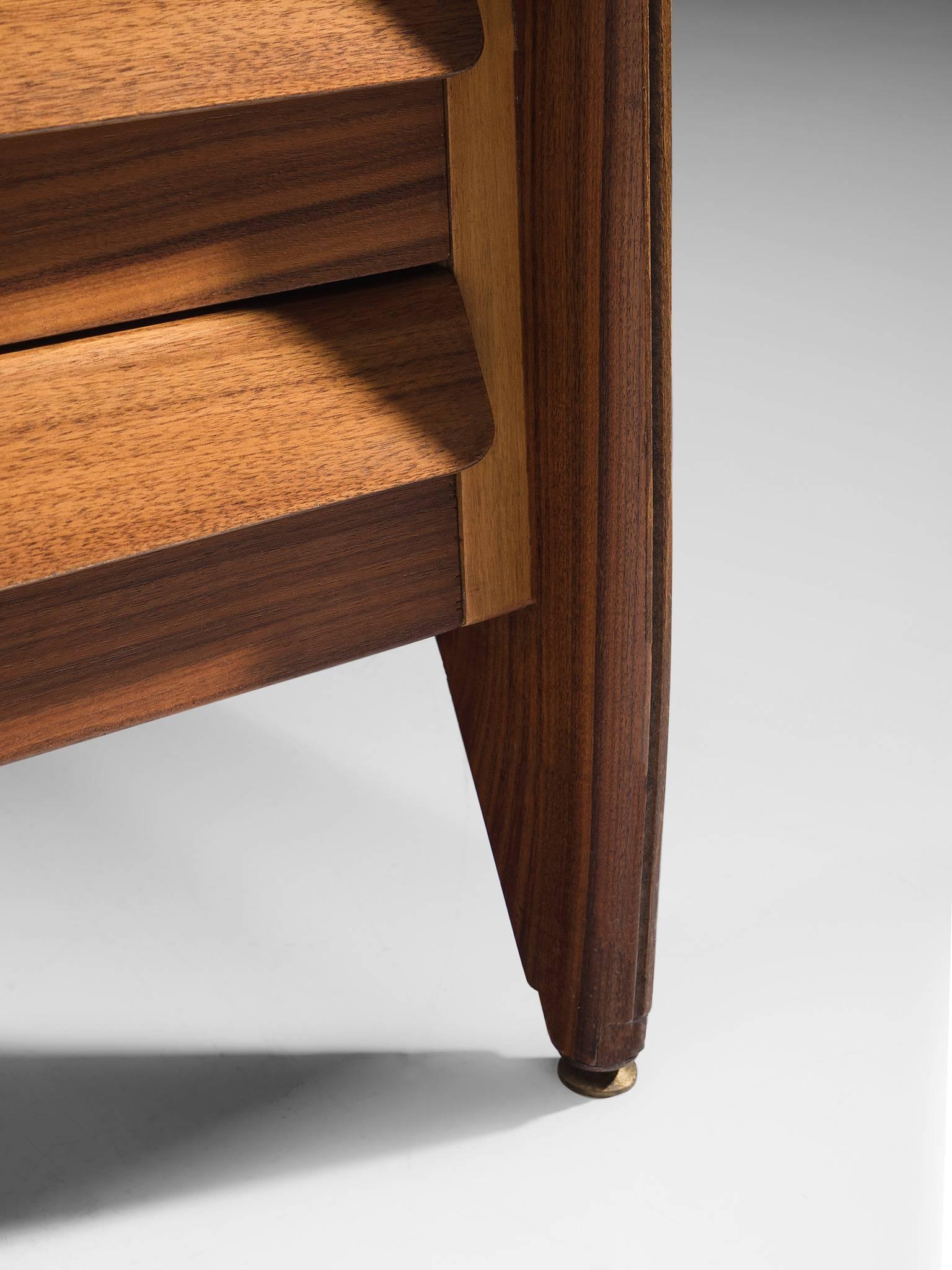 Italian Walnut Writing Desk, ca. 1950 In Good Condition In Waalwijk, NL