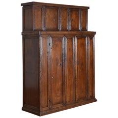 Italian Walnut Early Baroque Period Tall Credenza, Early 17th Century