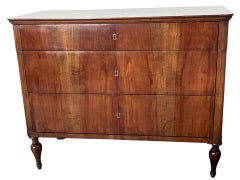 Italian Walnut Empire Chest Of Drawers / Commode With Book-Matched Veneer