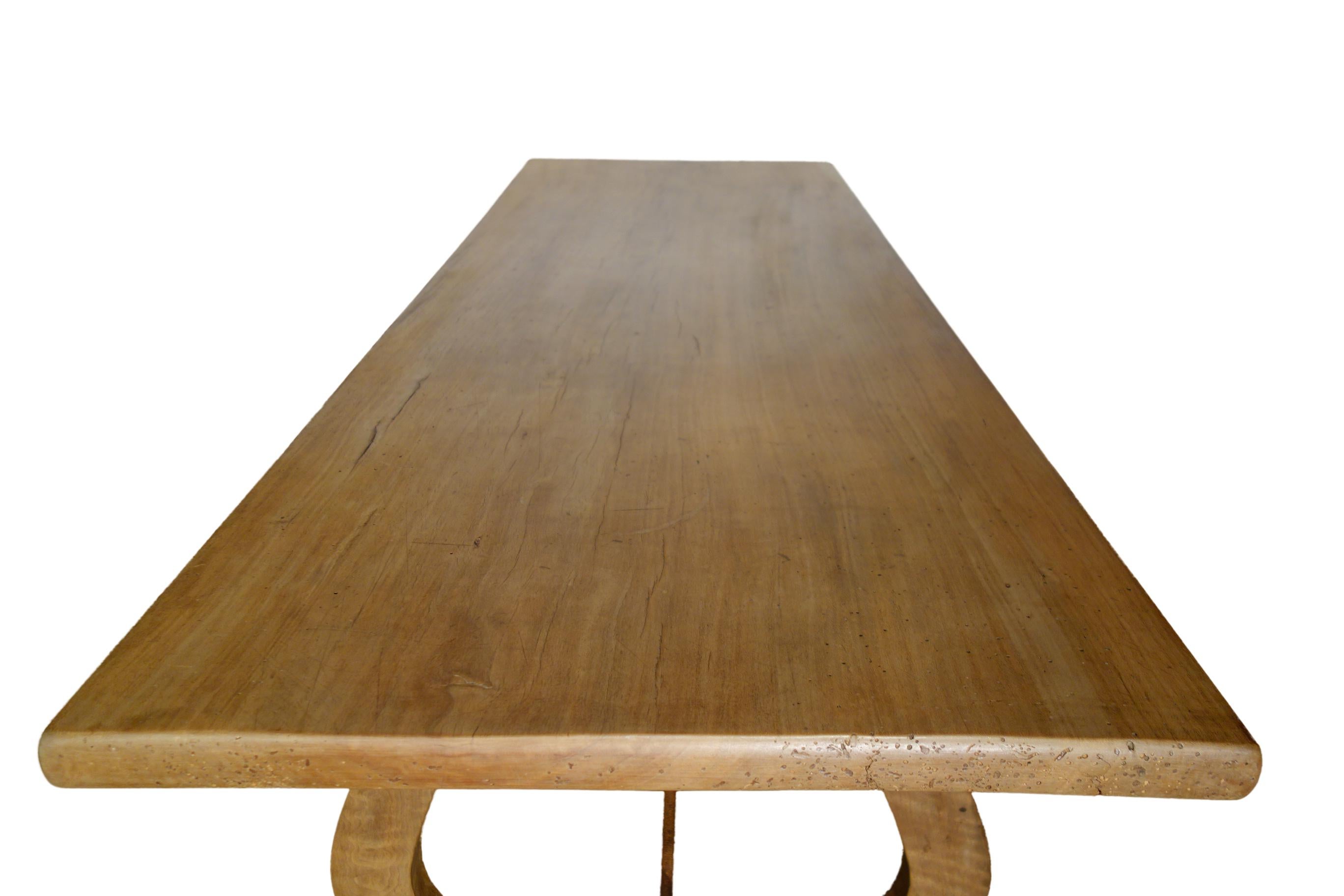 Italian Walnut Farmhouse Table style with Forged Iron in reproduction sizes For Sale 9