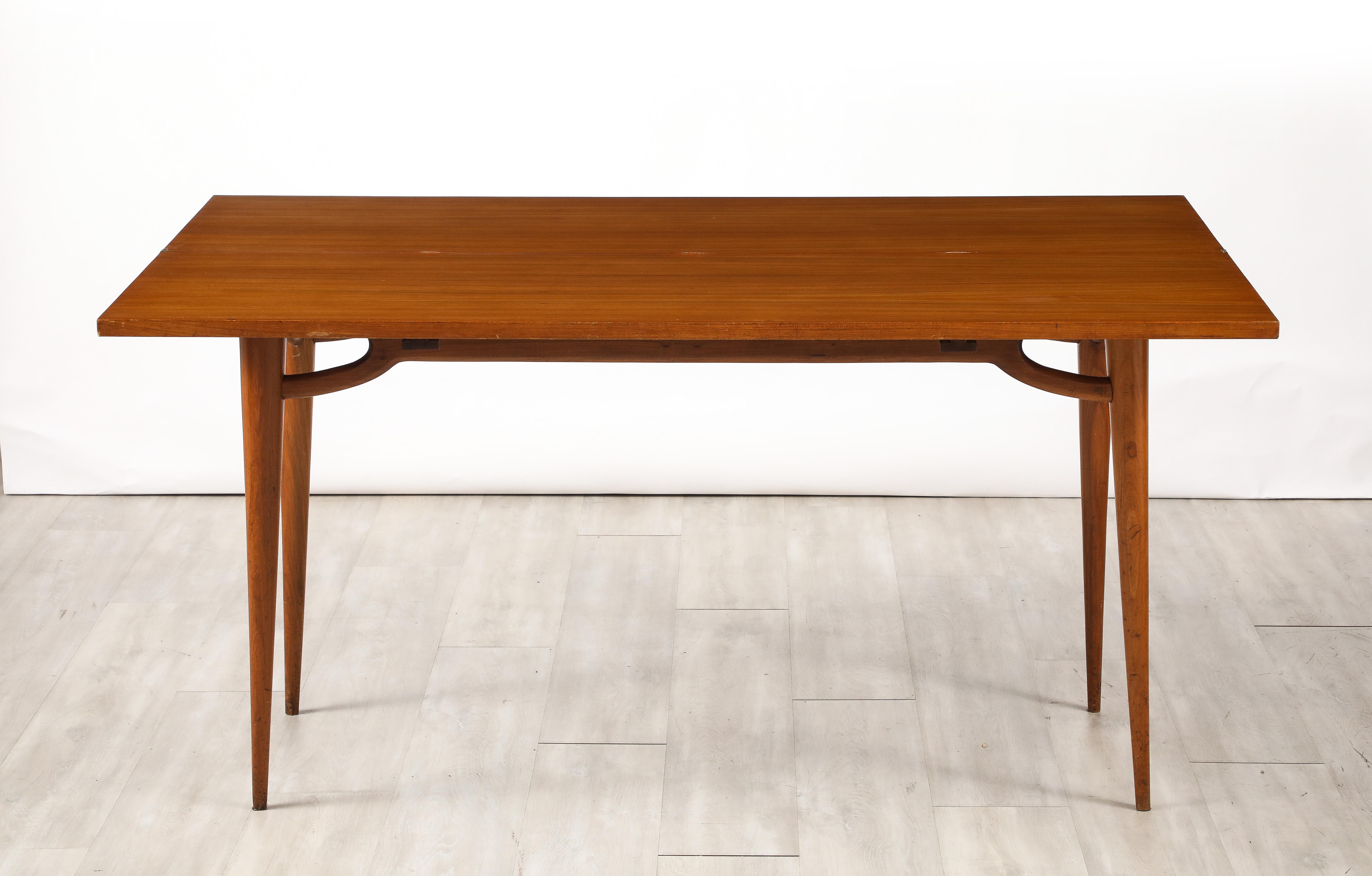 Italian Walnut Flip-Top Console Table, Italy, circa 1950 For Sale 9