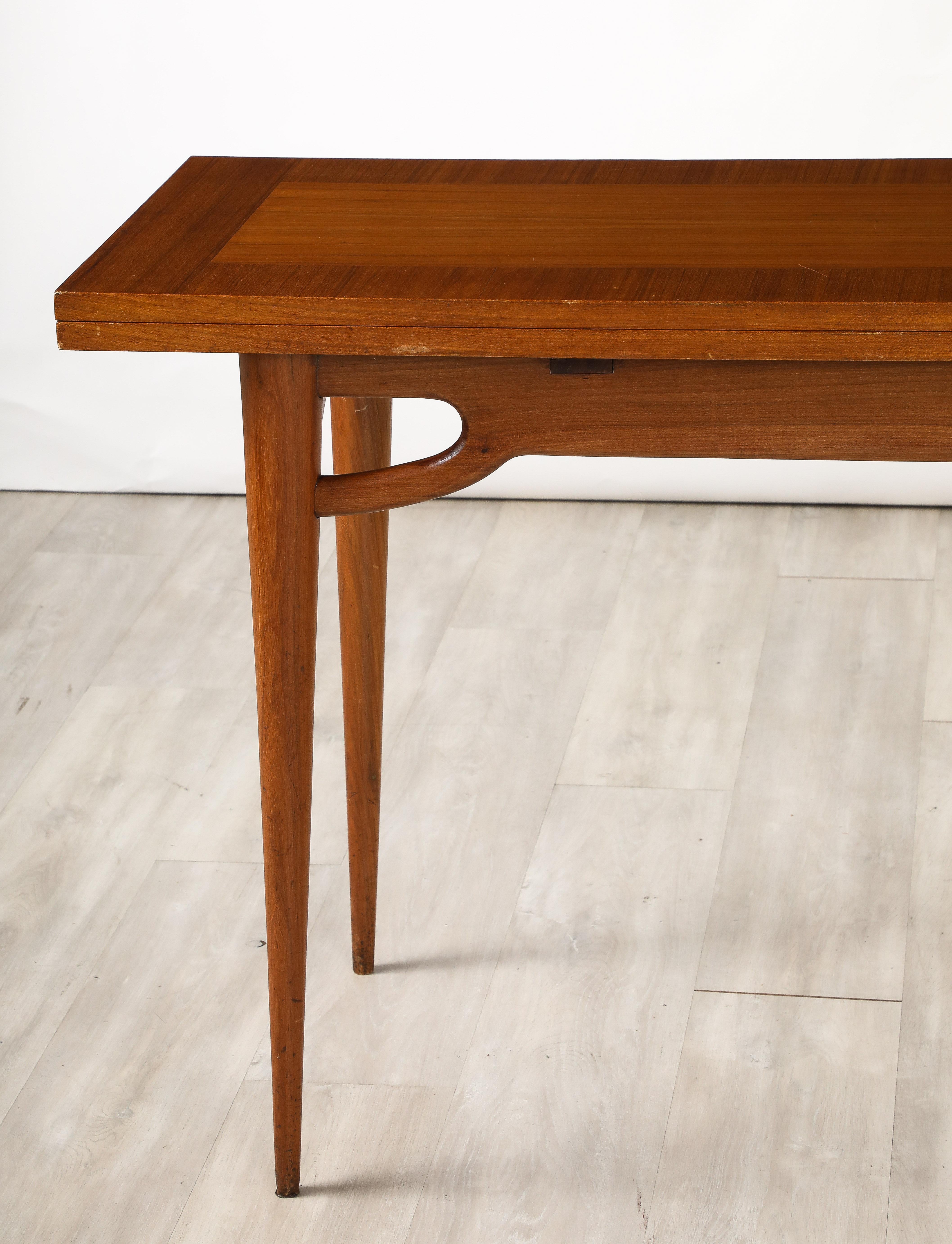Mid-Century Modern Italian Walnut Flip-Top Console Table, Italy, circa 1950 For Sale