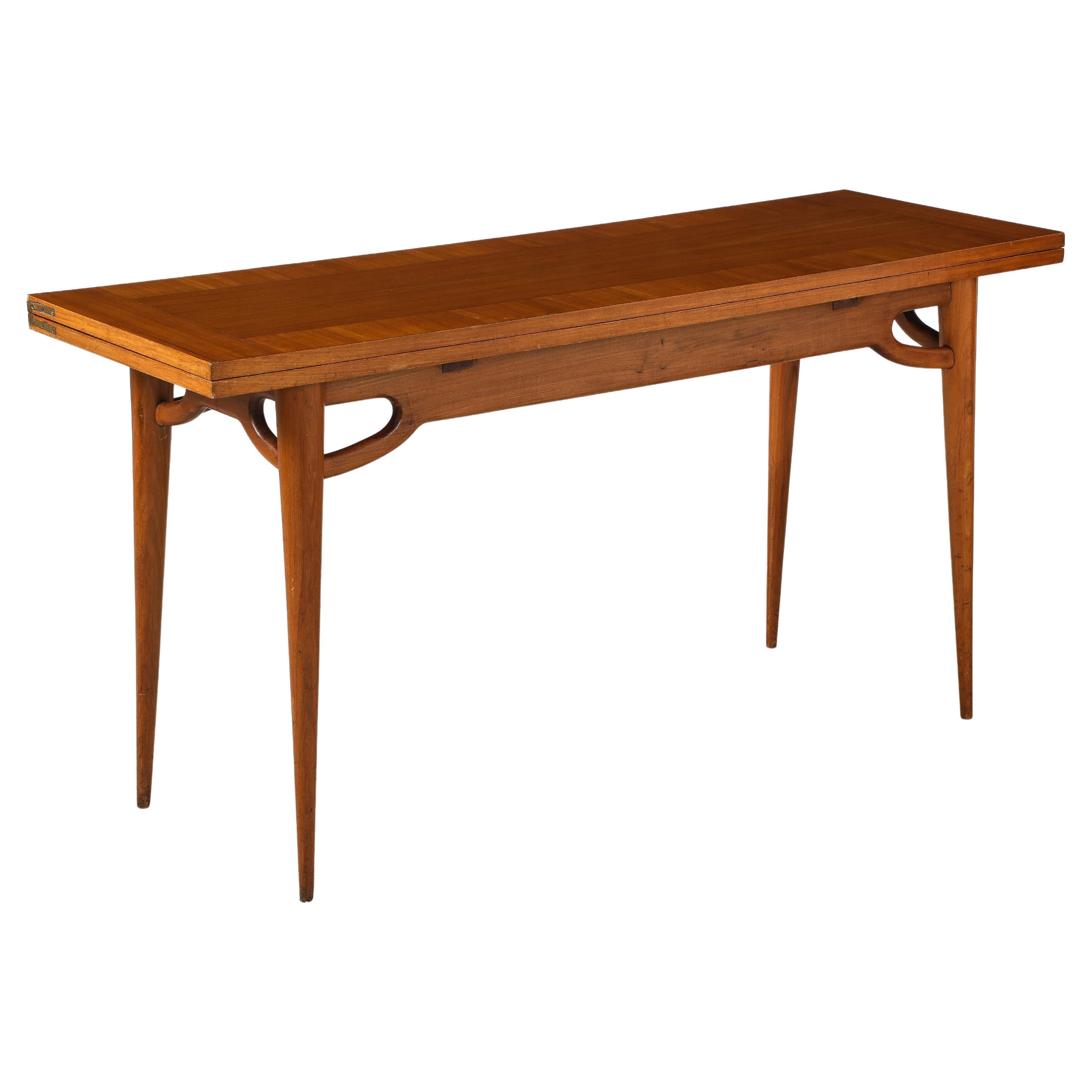 Italian Walnut Flip-Top Console Table, Italy, circa 1950