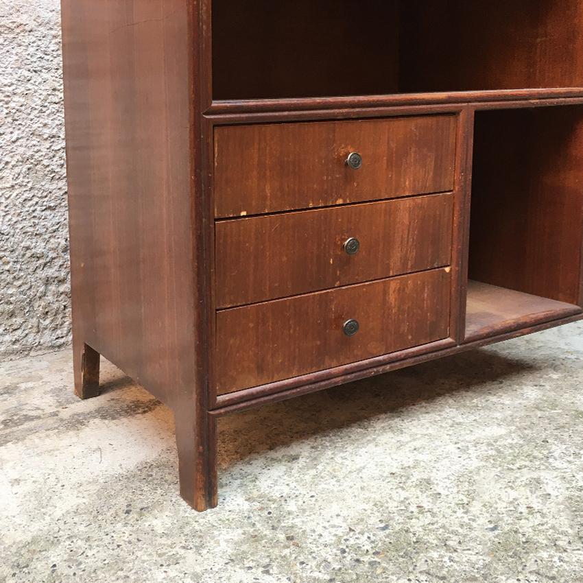 Adam Style Italian Walnut, Formica and Brass Writing Desk, 1960s For Sale