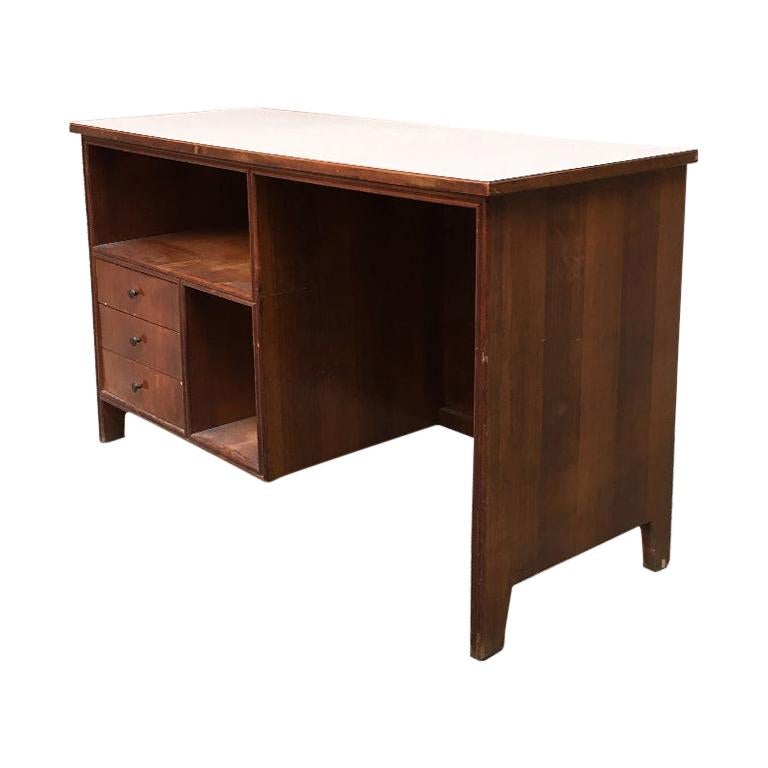 Italian Walnut, Formica and Brass Writing Desk, 1960s For Sale