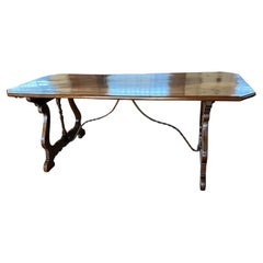 Italian Walnut Fratino Dining Table With Lyre Legs, 18th Century