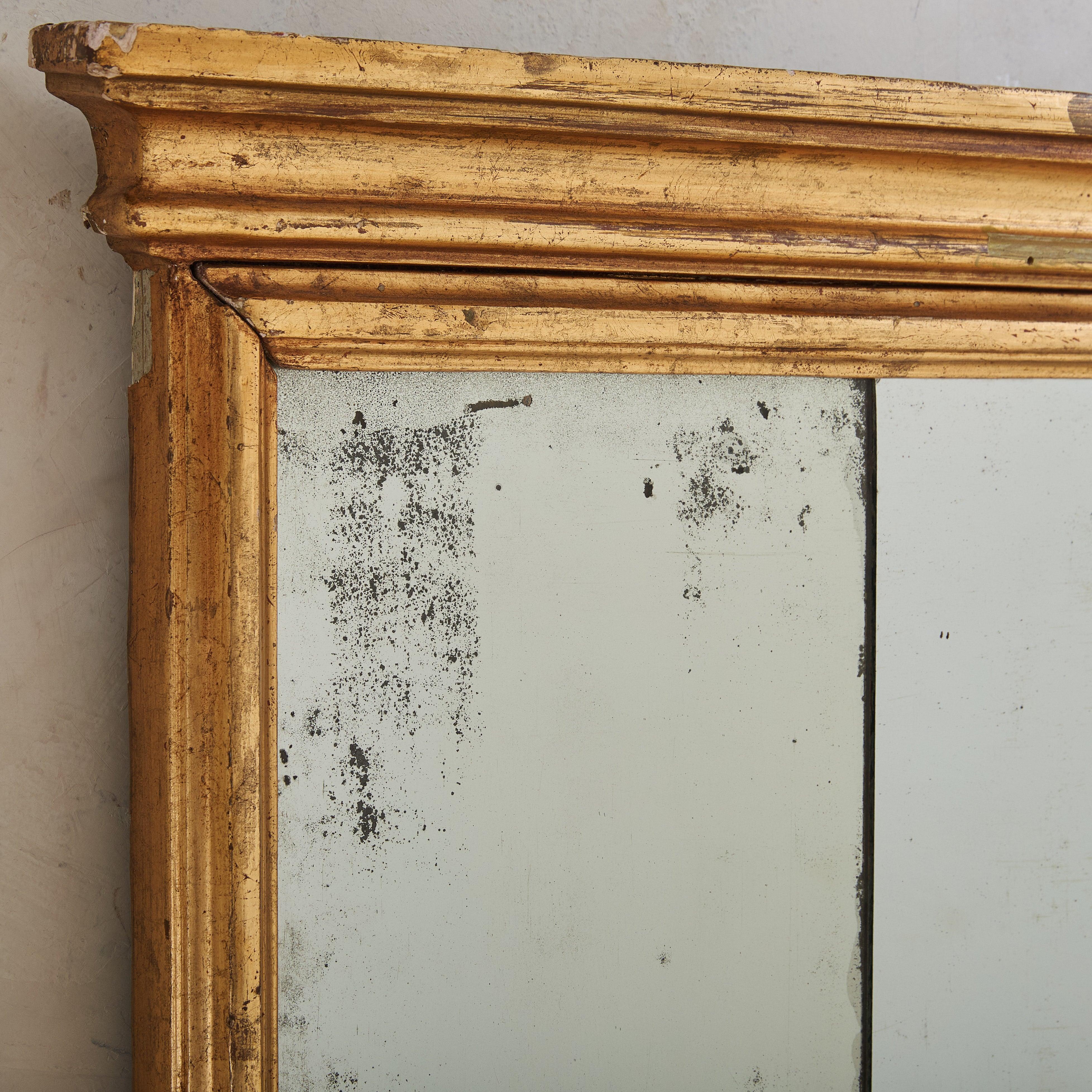 Baroque Italian Walnut + Gilt Wall Mirror, 18th Century For Sale