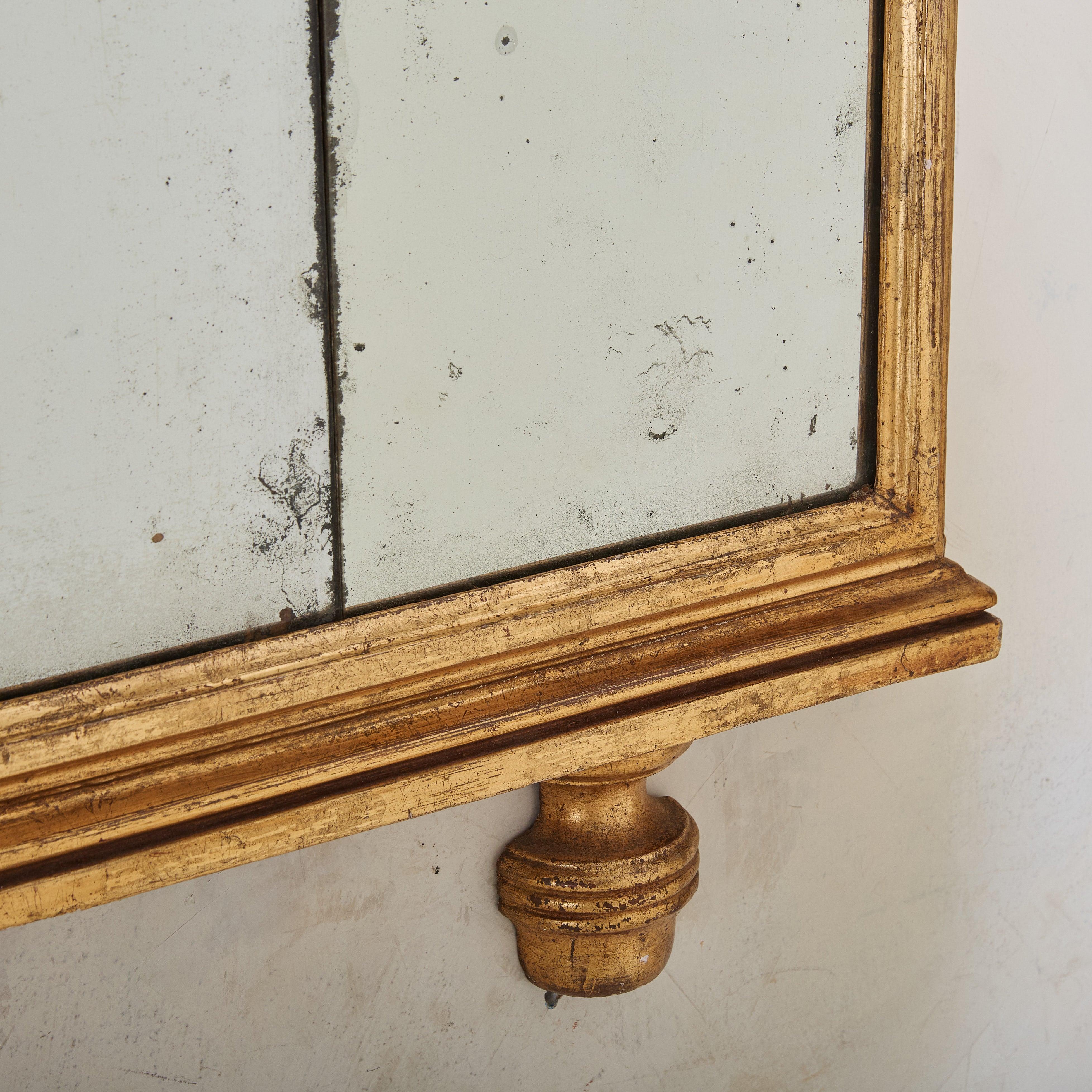 Italian Walnut + Gilt Wall Mirror, 18th Century In Good Condition For Sale In Chicago, IL