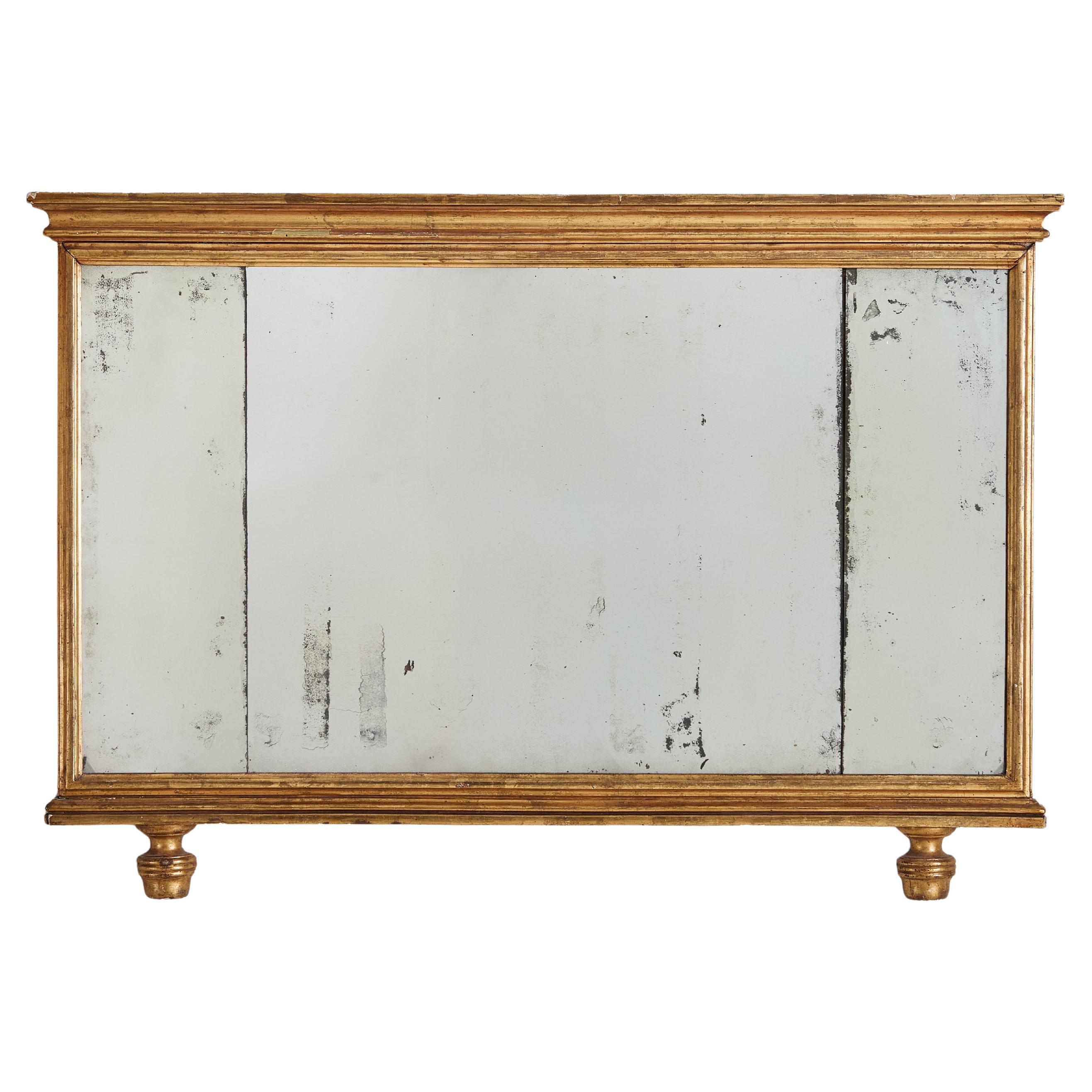 Italian Walnut + Gilt Wall Mirror, 18th Century