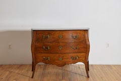 Italian Walnut & Inlaid 3-Drawer Serpentine Shaped Commode, mid 18th century