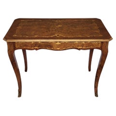 Vintage Italian Walnut Inlay Marquetry Saber Legs Sofa or Side Table