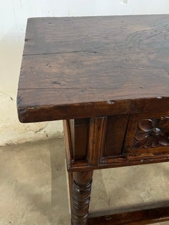 Italian Walnut Library Table, Console Table With Carvings