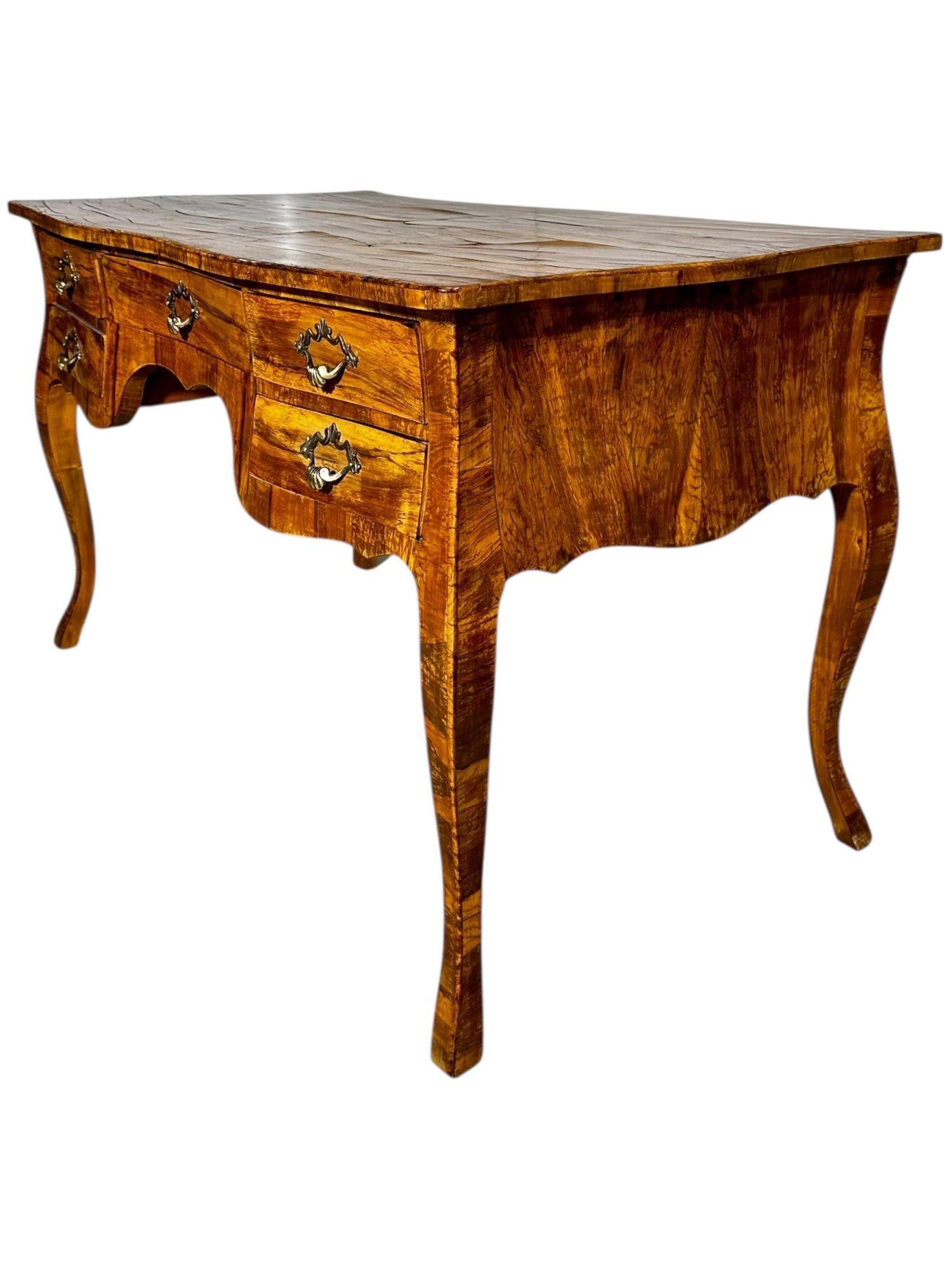 Mid-20th Century Italian Walnut Louis XV Bombay Style Writing Desk, 1960 For Sale