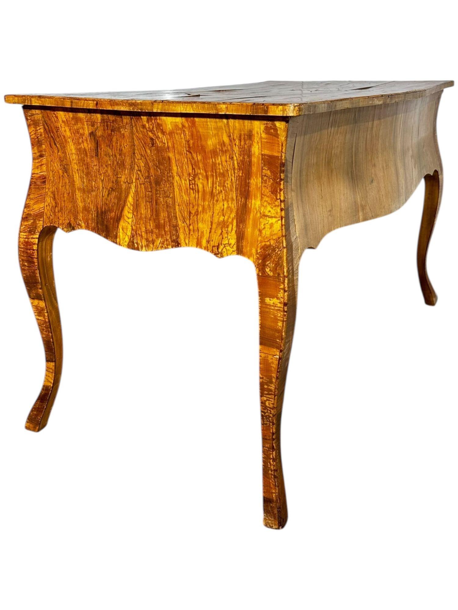 Brass Italian Walnut Louis XV Bombay Style Writing Desk, 1960 For Sale