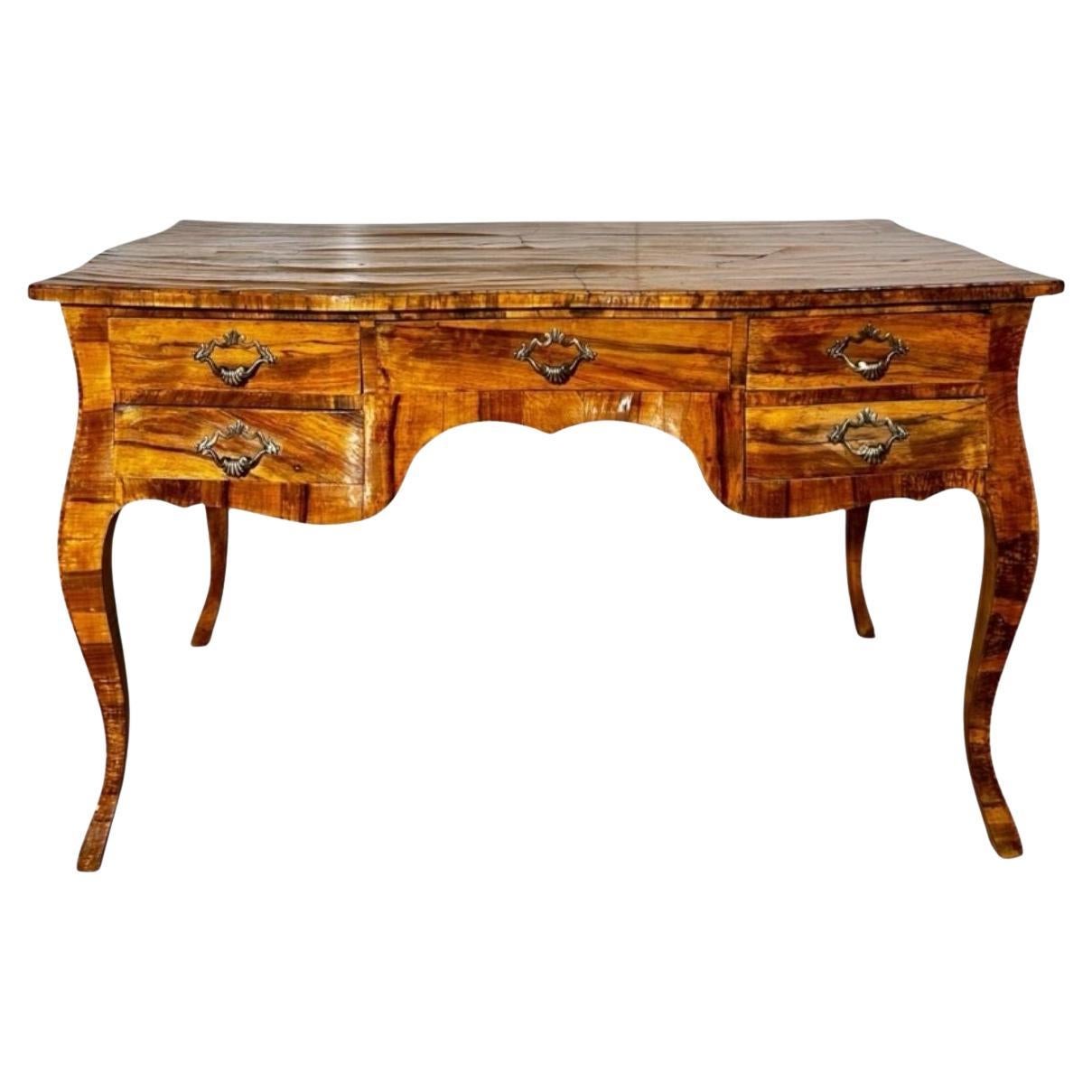Italian Walnut Louis XV Bombay Style Writing Desk, 1960 For Sale