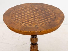 Italian Walnut Marquetry Round Pedestal Table