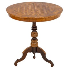 Runder Pedestal-Tisch aus italienischem Nussbaum mit Intarsien